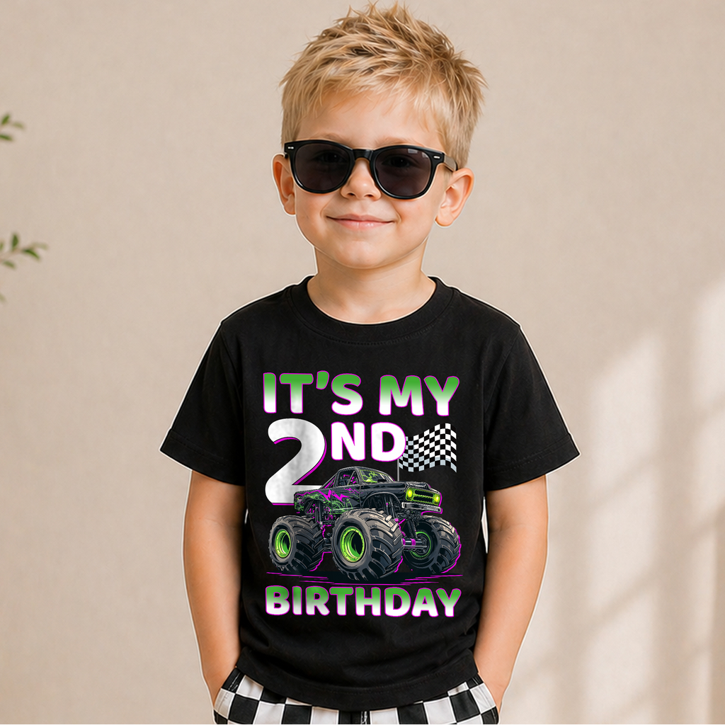 Custom Name Crushing It Birthday Outfit Boy, Monster Truck — product view 5