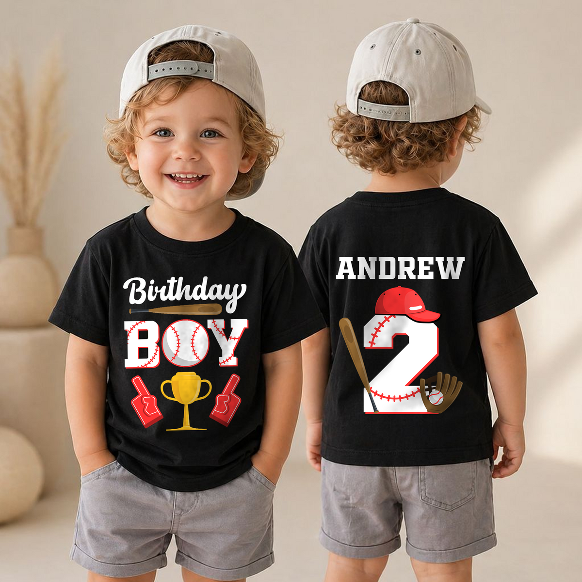 Custom Little Slugger Birthday Shirt for Boys, Baseball 2nd — product view 4