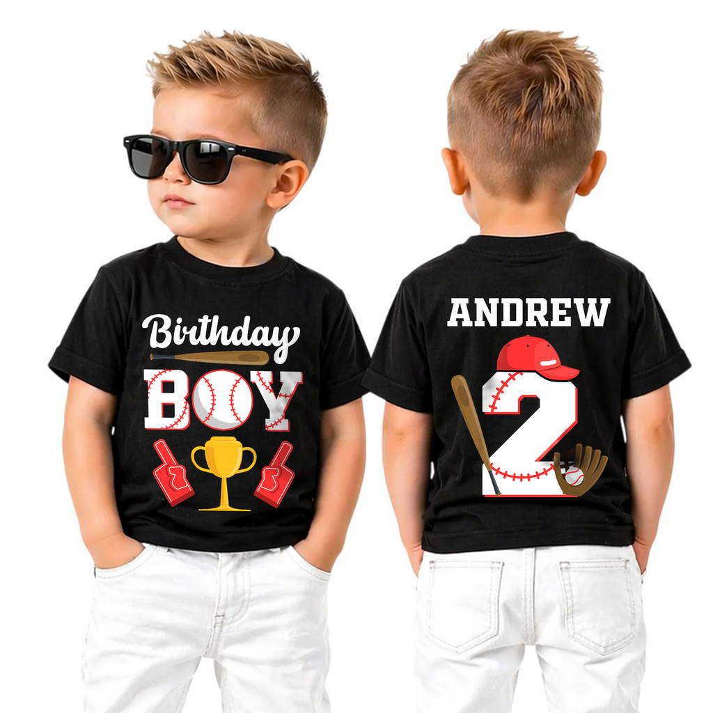 Custom Little Slugger Birthday Shirt for Boys, Baseball 2nd — product view 5