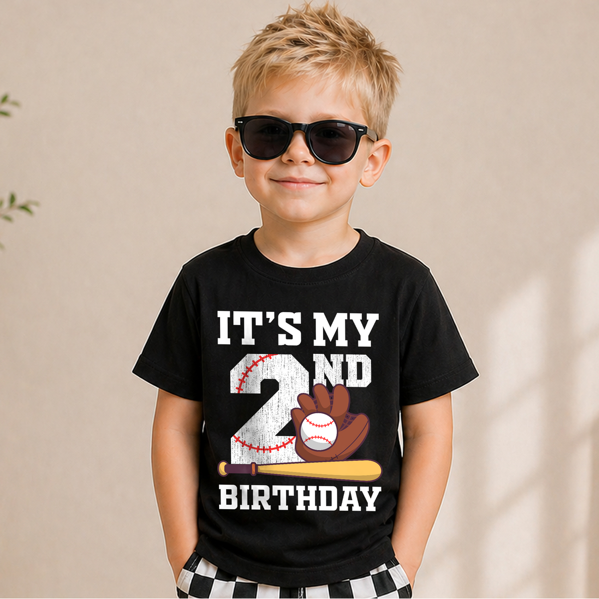 Boys Custom Little Slugger Birthday Shirt, Baseball 2nd Birthday — product view 6