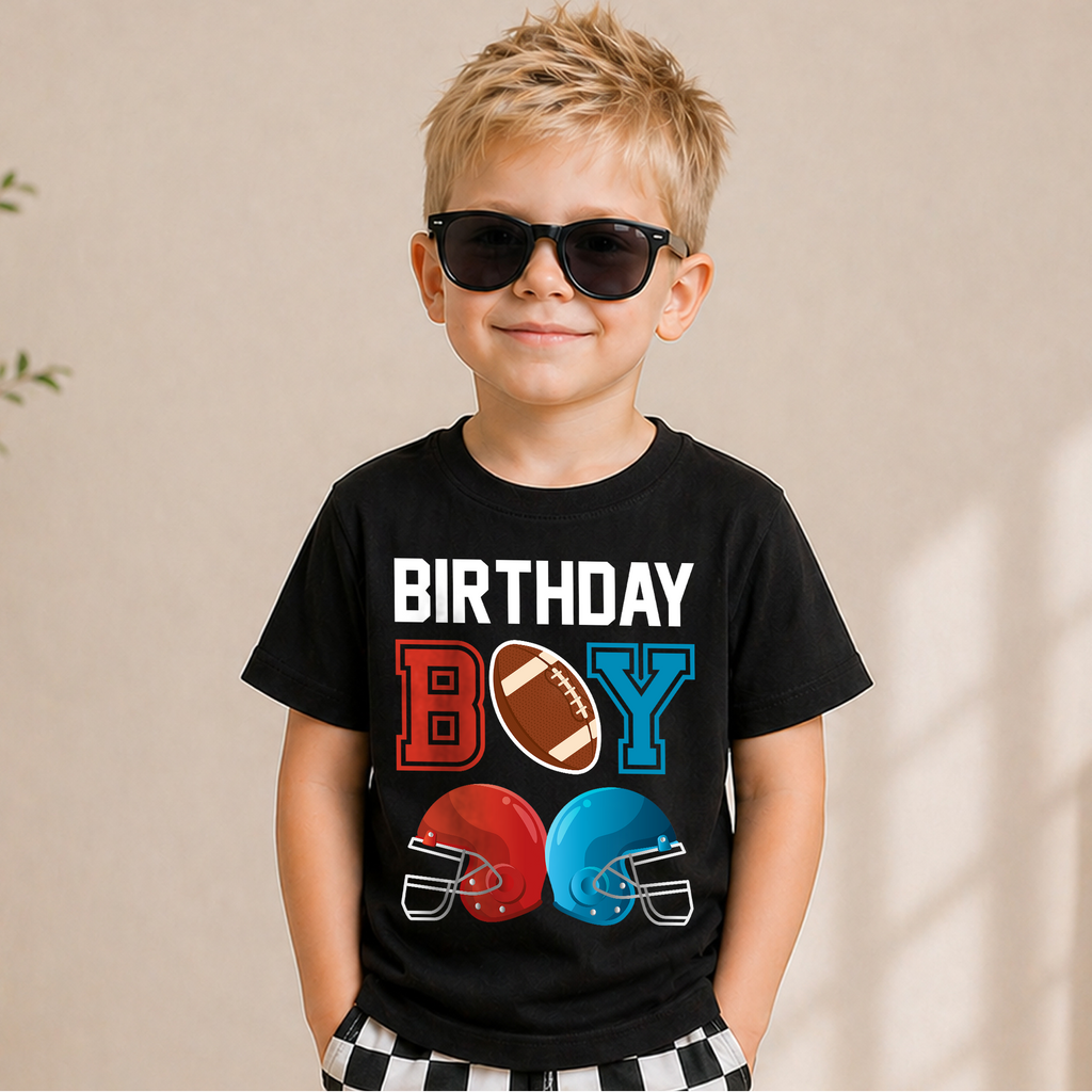 Boys Personalized Football Player Birthday Shirt, 2nd Birthday Outfit — product view 6