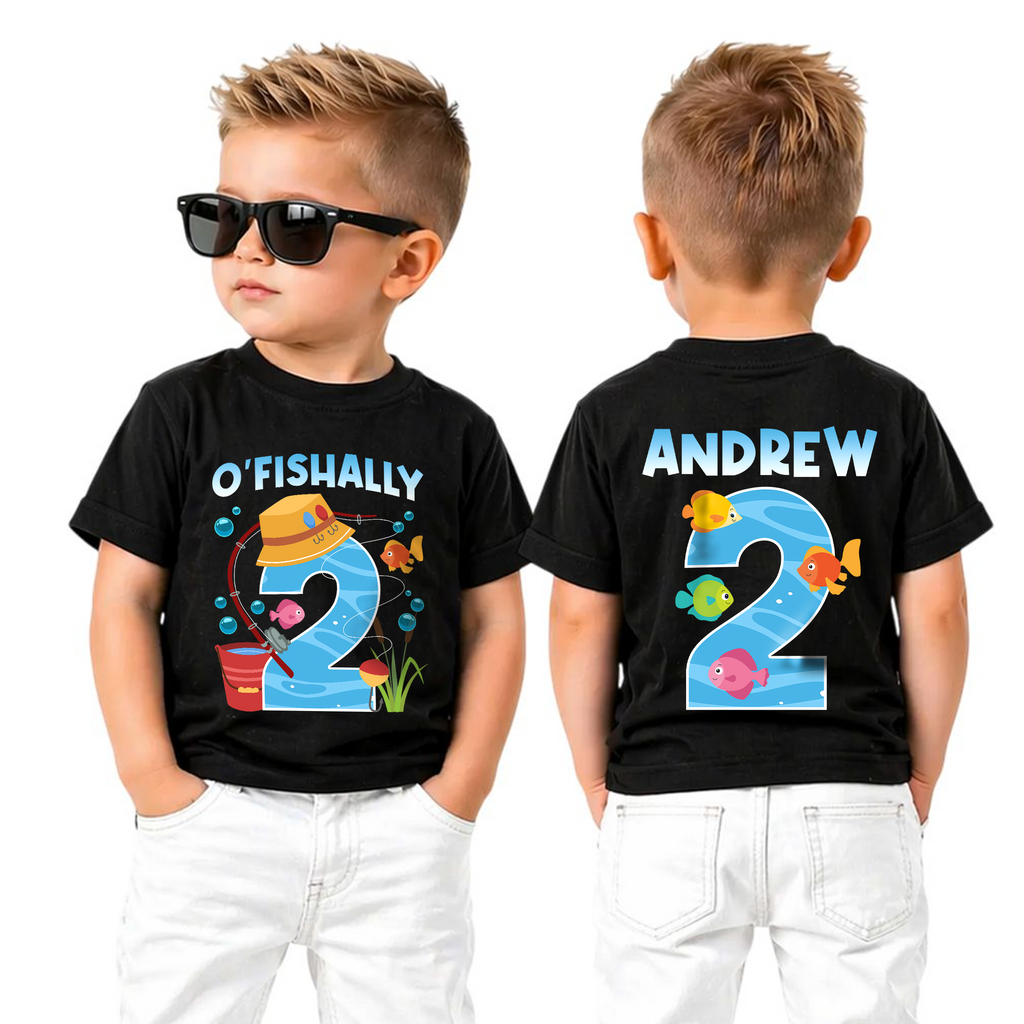Personalized O'Fishally 2 Birthday Shirt for Boys, Fishing — product view 5