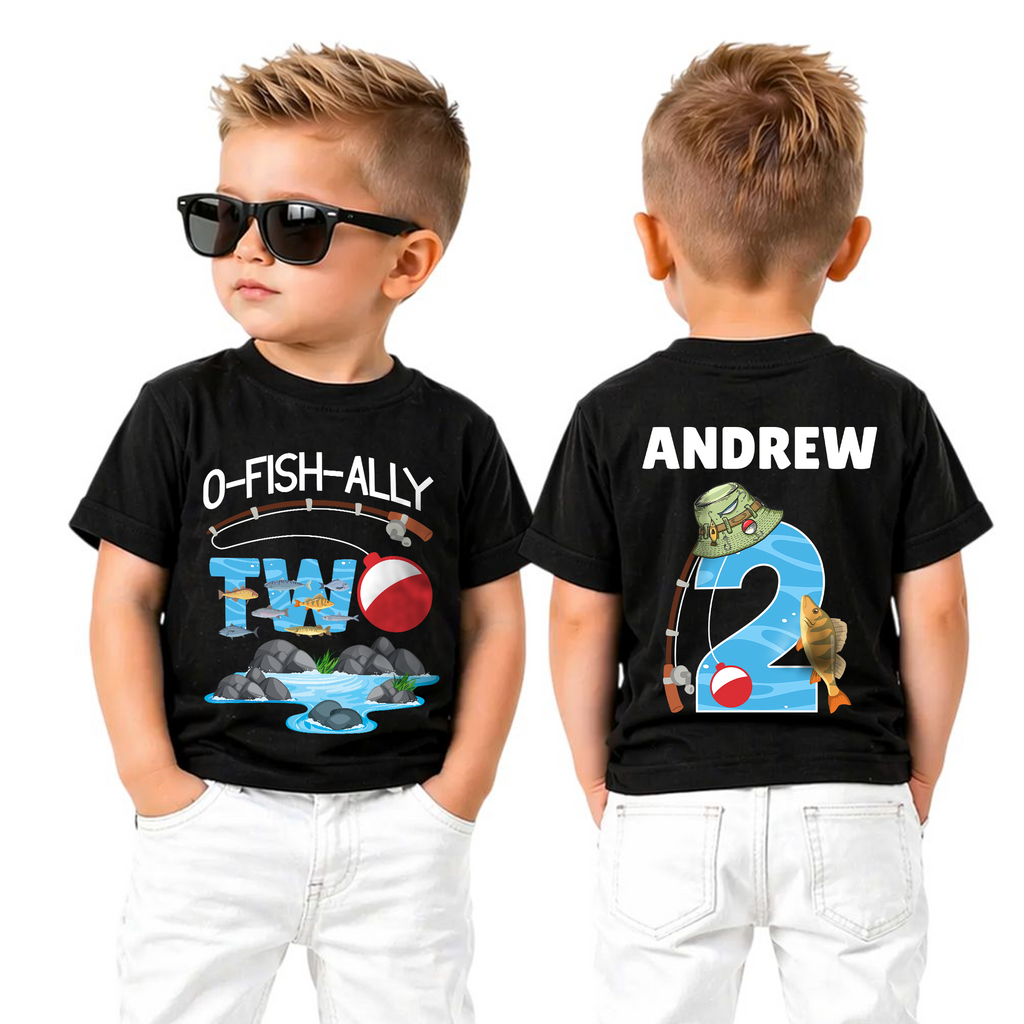 Custom O-Fish-Ally Two Birthday Shirt for Boys, Fishing 2nd — product view 5