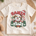 Cute Santa Paws Christmas Shirt, Dog Lover Holiday Tee, Festive Puppy Xmas Kids Top, Cute Santa Dog Christmas Outfit, Gift For Children — product view 1