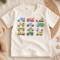 Christmas Vehicle Kids Shirt, Festive Construction Trucks and Emergency Cars Tee, Toddler Holiday Gift — product view 1