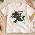 Funny Black Cat Christmas Shirt, What Cat Tangled in Lights Kids Holiday Tee, Cute Kitty Gift — product view 1