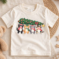 Christmas Cats Kids Shirt, Four Cute Cats Holding Christmas Tree Tee, Funny Cat Lover Holiday Gift — product view 1