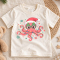 Christmas Octopus Kids T-Shirt, Cute Santa Octopus Holiday Shirt, Funny Ocean Animal Christmas Outfit, Toddler Xmas Gift — product view 1
