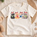 Christmas Cat Kids T-Shirt, Cute Santa Cats with Reindeer Antlers, Festive Kitten Holiday Shirt, Toddler Xmas Gift — product view 1