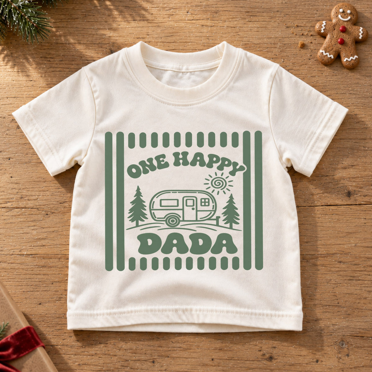 One Happy Dada Shirt, Camping Camper Toddler T-Shirt, Retro Nature Outdoors Kids Tee, Forest Trees Camping Graphic Top, Dad Toddler Gift — product view 6