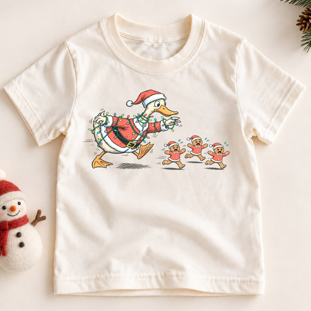 Funny Christmas Duck Shirt, Tangled Lights Goose Holiday Tee, Festive Xmas Kids Top, Funny Holiday Duck Christmas Outfit, Gift For Kids — product view 2