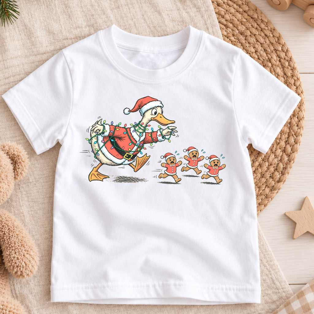Funny Christmas Duck Shirt, Tangled Lights Goose Holiday Tee, Festive Xmas Kids Top, Funny Holiday Duck Christmas Outfit, Gift For Kids — product view 3