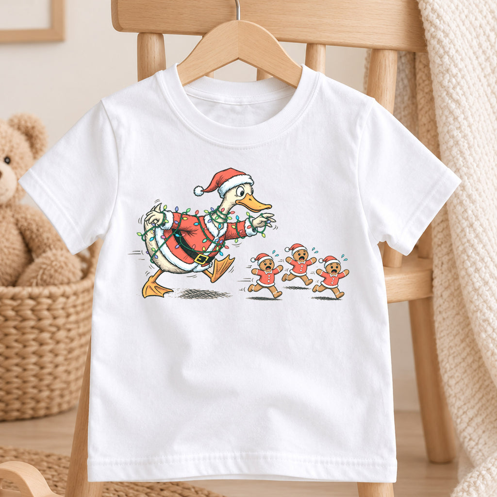 Funny Christmas Duck Shirt, Tangled Lights Goose Holiday Tee, Festive Xmas Kids Top, Funny Holiday Duck Christmas Outfit, Gift For Kids — product view 4