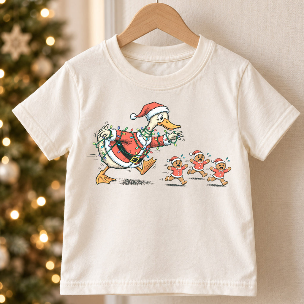 Funny Christmas Duck Shirt, Tangled Lights Goose Holiday Tee, Festive Xmas Kids Top, Funny Holiday Duck Christmas Outfit, Gift For Kids — product view 5