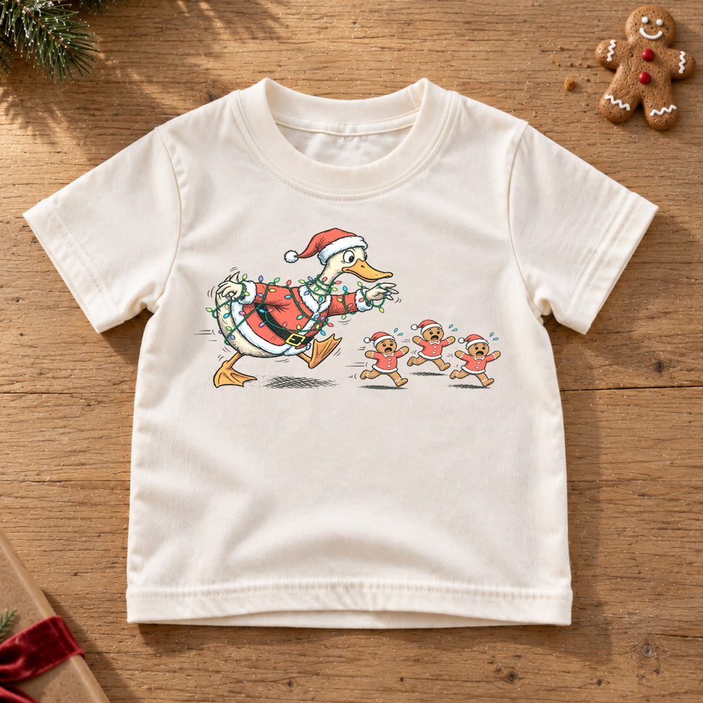 Funny Christmas Duck Shirt, Tangled Lights Goose Holiday Tee, Festive Xmas Kids Top, Funny Holiday Duck Christmas Outfit, Gift For Kids — product view 6