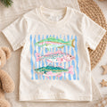 Watercolor Fish Shirt, Cute Bass Trout Kids T-Shirt, Colorful Fishing Toddler Tee, Nautical Waves Ocean Graphic Top, Little Fisherman Gift — product view 1