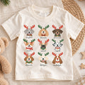 Cute Christmas Dogs Reindeer Names Shirt, Festive Holiday Puppies Tee, Winter Kids Top, Cute Dog Christmas Outfit, Gift — product view 1