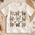 Vintage Reindeer Names Christmas Shirt, Retro Holiday Deer Tee, Festive Winter Kids Top, Cute Woodland Reindeer Christmas Outfit, Gift — product view 1