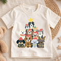 Cute Dog Christmas Tree Shirt, Holiday Lights Puppies Tee, Festive Winter Dogs Kids Top, Cute Puppy Christmas Outfit, Gift For Kids — product view 1