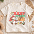 Baby It's Cold Outside Shirt, Cute Snowman Kids T-Shirt, Retro Winter Holiday Toddler Tee, Gingerbread Tree Graphic Top, Boys Girls Xmas Gift — product view 1