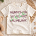 Fa La La Christmas Words Shirt, Holiday Vocabulary Kids T-Shirt, Aesthetic Winter Toddler Tee, Neutral Xmas Typographic Top, Holiday Gift — product view 1