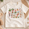 Vintage Christmas Icons Shirt, Nostalgic Holiday Chart Kids T-Shirt, Cute Winter Toddler Tee, Retro Santa Nutcracker Sleigh Graphic Top — product view 1