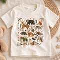 Woodland Forest Animals Christmas Shirt, Cute Winter Wildlife Kids T-Shirt, Neutral Holiday Toddler Tee, Deer Bear Fox Owl Festive Top — product view 1