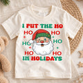 Funny Ho Ho Ho Holidays Christmas Shirt, Cute Santa Claus Graphic Kids Tee, Festive Winter Outfit, Funny Christmas Gift for Toddlers — product view 1