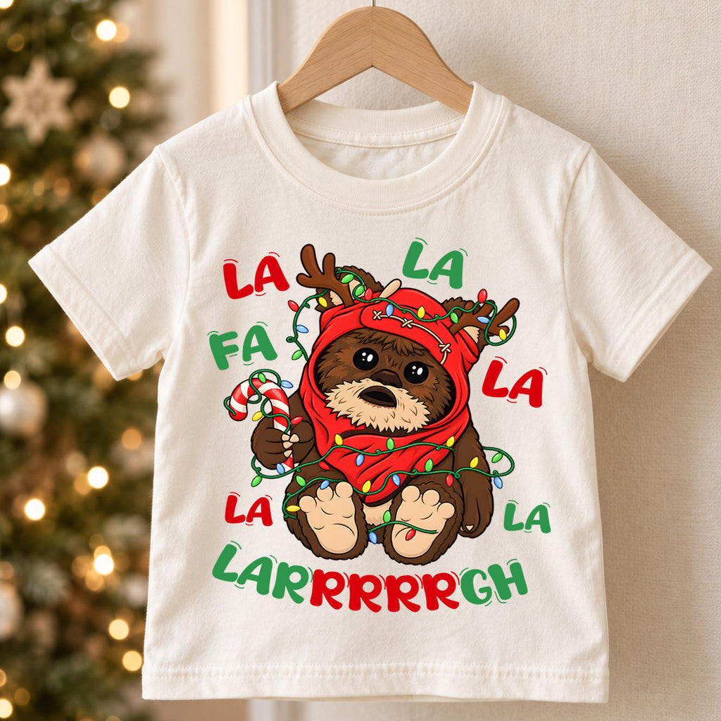 Cute Fa La La Ewok Christmas Shirt, Star Wars Holiday Kids Tee, Festive Winter Holiday Graphic Top, Fun Christmas Gift for Young Fans — product view 5