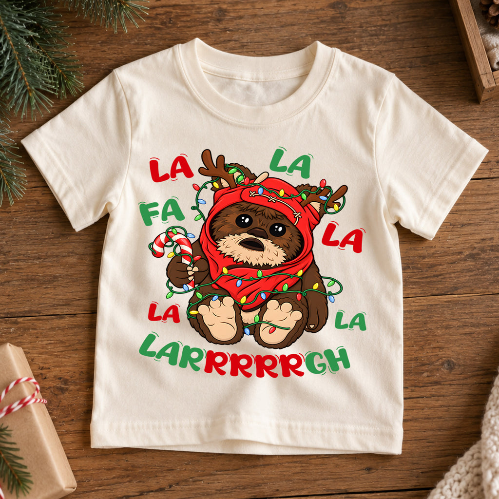 Cute Fa La La Ewok Christmas Shirt, Star Wars Holiday Kids Tee, Festive Winter Holiday Graphic Top, Fun Christmas Gift for Young Fans — product view 7