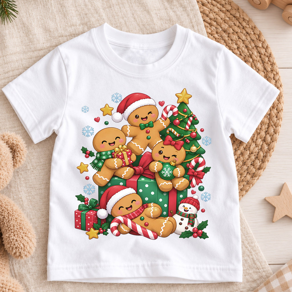 Cute Gingerbread Family Christmas Shirt, Holiday Cookies Tree Tee, Festive Winter Kids Top, Cute Gingerbread Family Outfit, Gift For Kids — product view 3