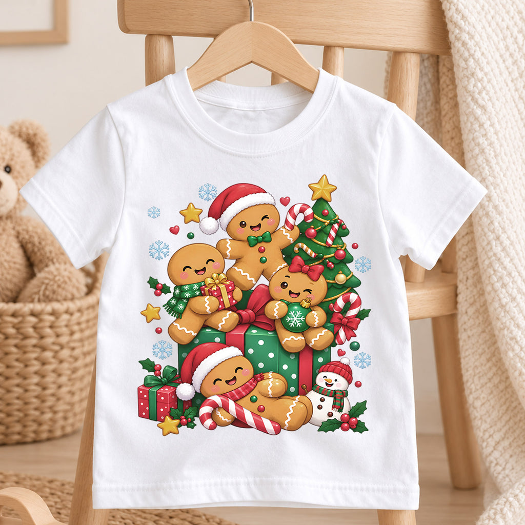 Cute Gingerbread Family Christmas Shirt, Holiday Cookies Tree Tee, Festive Winter Kids Top, Cute Gingerbread Family Outfit, Gift For Kids — product view 4