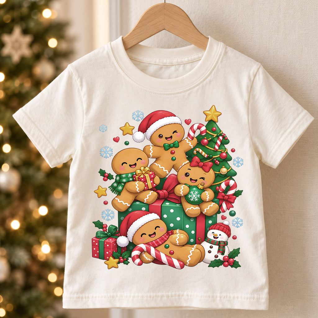 Cute Gingerbread Family Christmas Shirt, Holiday Cookies Tree Tee, Festive Winter Kids Top, Cute Gingerbread Family Outfit, Gift For Kids — product view 5