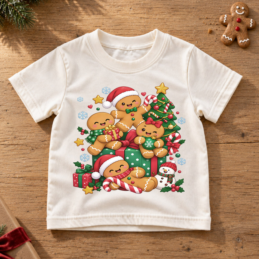 Cute Gingerbread Family Christmas Shirt, Holiday Cookies Tree Tee, Festive Winter Kids Top, Cute Gingerbread Family Outfit, Gift For Kids — product view 6