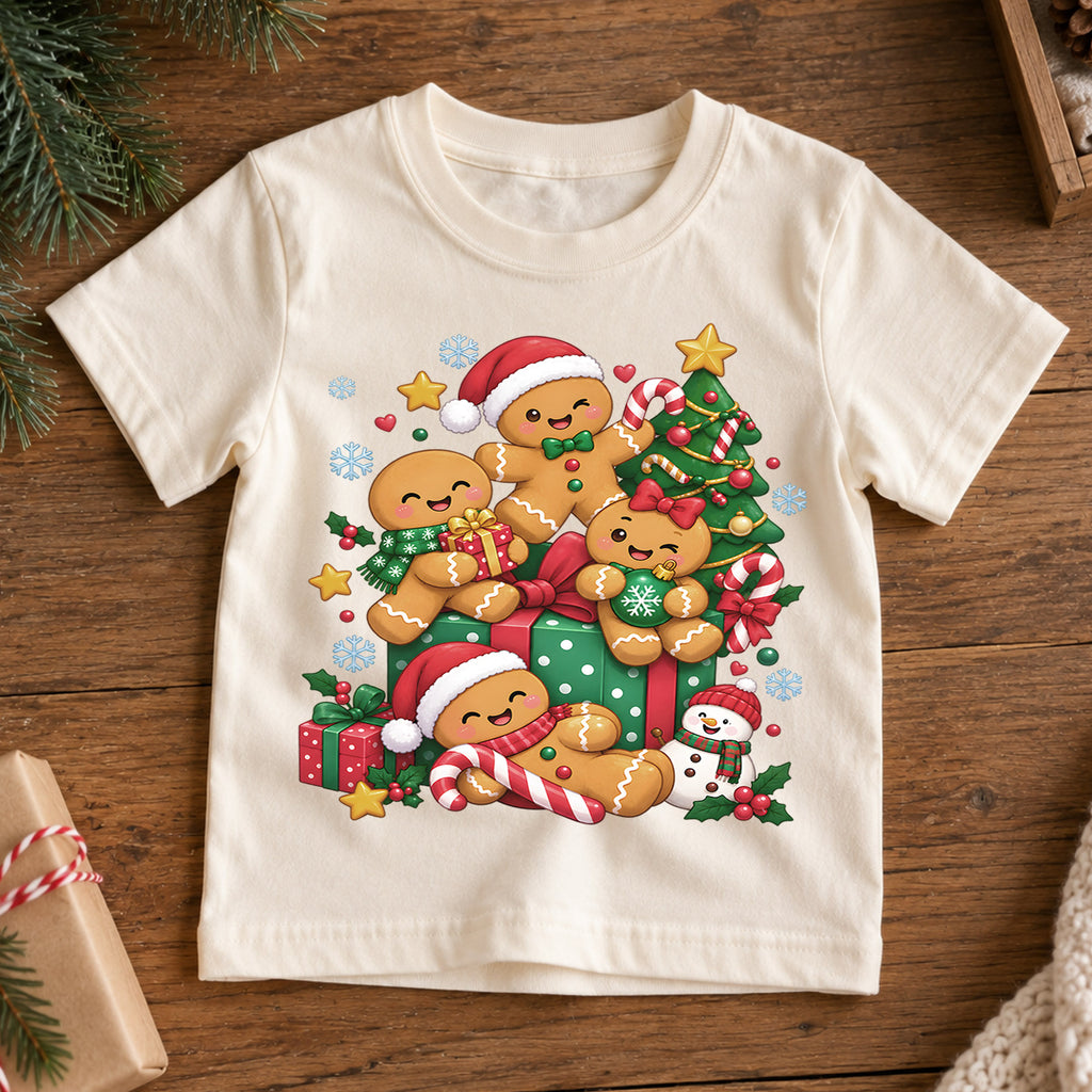 Cute Gingerbread Family Christmas Shirt, Holiday Cookies Tree Tee, Festive Winter Kids Top, Cute Gingerbread Family Outfit, Gift For Kids — product view 7