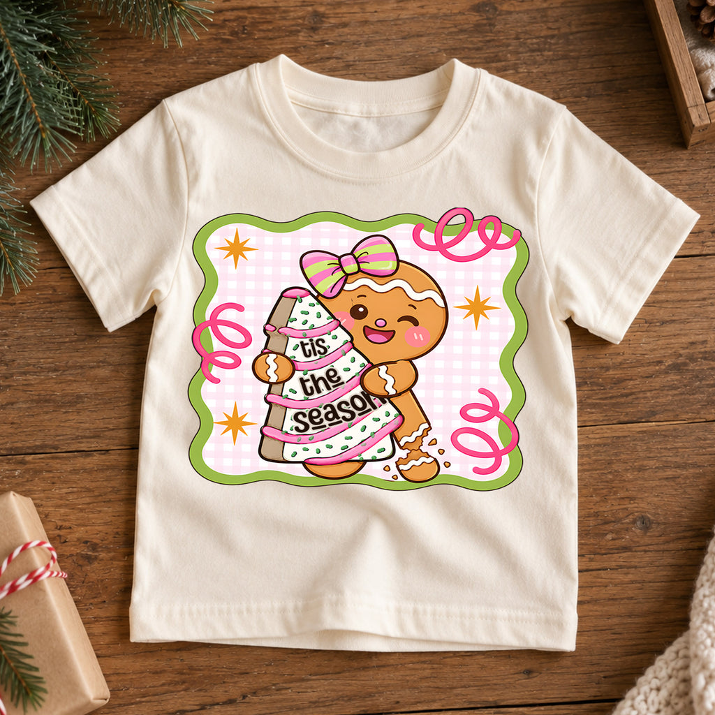 Cute Gingerbread Girl Christmas Shirt, Holiday Cake Cookie Tee, Festive Winter Kids Top, Cute Gingerbread Cookie Outfit, Gift For Kids — product view 7