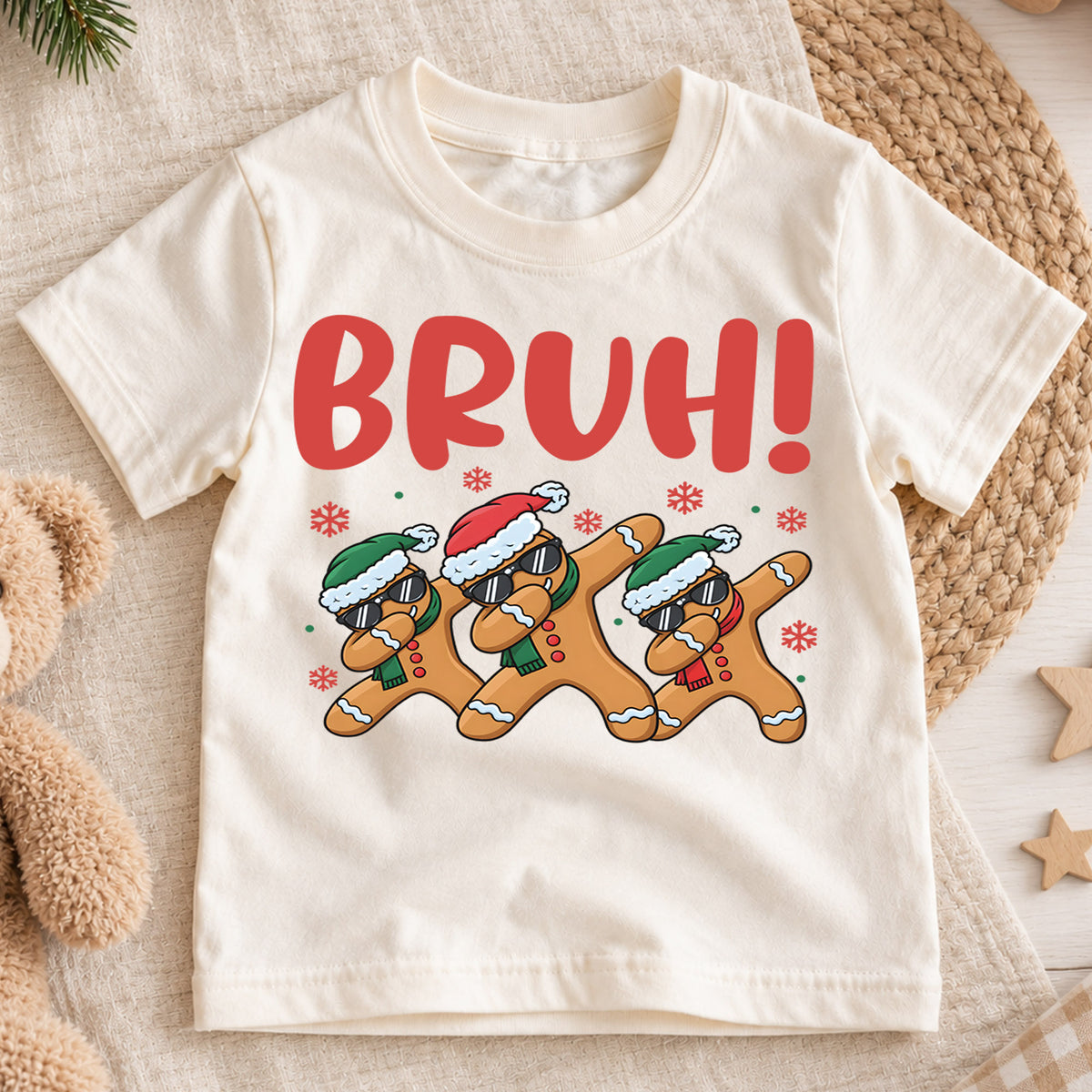 Funny Dabbing Gingerbread Christmas Shirt, Holiday Cool Cookie Tee, Festive Kids Top, Funny Gingerbread Christmas Outfit, Gift For Kids — product view 1
