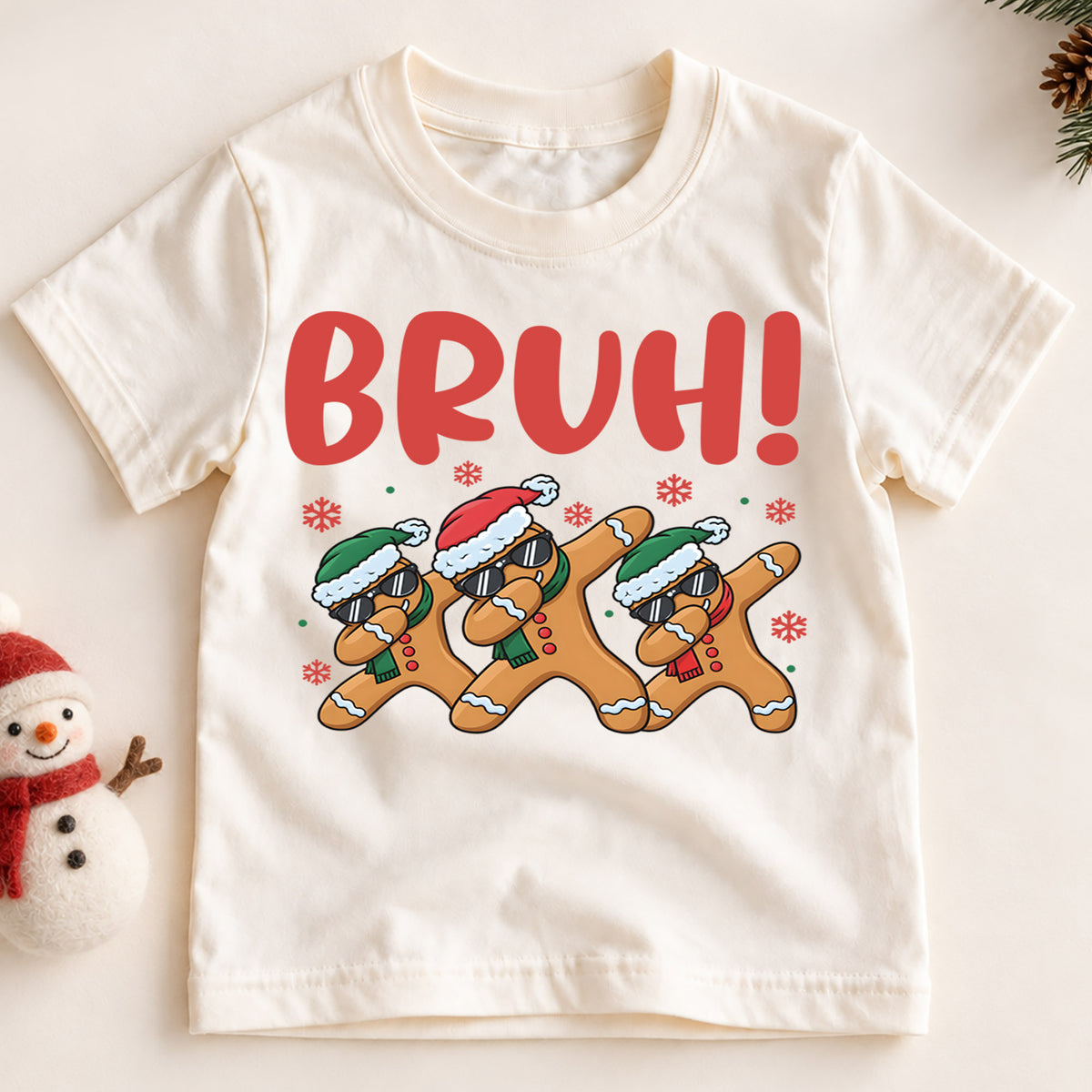 Funny Dabbing Gingerbread Christmas Shirt, Holiday Cool Cookie Tee, Festive Kids Top, Funny Gingerbread Christmas Outfit, Gift For Kids — product view 2