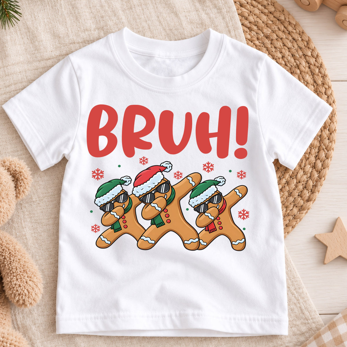 Funny Dabbing Gingerbread Christmas Shirt, Holiday Cool Cookie Tee, Festive Kids Top, Funny Gingerbread Christmas Outfit, Gift For Kids — product view 3