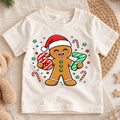 Cute Gingerbread Man 6th 7th Birthday Christmas Shirt, Holiday Kids Party Tee, Festive Winter Top, Gingerbread Birthday Gift For Kids — product view 1