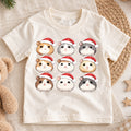 Cute Christmas Guinea Pigs Grid Shirt, Retro Holiday Rodents Postage Tee, Festive Kids Top, Cute Guinea Pig Christmas Outfit, Gift — product view 1
