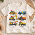 Cute Christmas Construction Trucks Shirt, Holiday Vehicles Kids Tee, Festive Winter Top, Cute Construction Christmas Outfit, Gift For Kids — product view 1