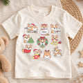 Cute Christmas Corgi Grid Shirt, Retro Holiday Dogs Postage Tee, Festive Kids Top, Cute Corgi Christmas Holiday Outfit, Gift For Kids — product view 1