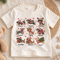 Cute Christmas Dachshunds Reindeer Names Shirt, Festive Holiday Sausage Dogs Tee, Kids Top, Cute Dachshund Christmas Outfit, Gift For Kids — product view 1