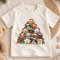 Cute Dog Christmas Tree Pyramid Shirt, Holiday Lights Puppies Tee, Festive Winter Kids Top, Cute Puppy Christmas Outfit, Gift For Kids — product view 1