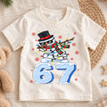 Funny Dabbing Snowman 6 7 Christmas Shirt, Cool Holiday Kids Tee, Festive Winter Holiday Graphic Top, Funny Christmas Gift for Kids — product view 1