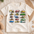 Construction Trucks Christmas Shirt, Excavator Dump Truck Kids Tee, Vehicles Santa Hats Toddler Shirt, Big Rig Heavy Equipment Top, Xmas Gift — product view 1