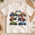Christmas Monster Trucks Shirt, Boys Holiday Race Car Kids T-Shirt, Santa Hat Monster Jam Toddler Tee, Cool Off Road Graphic Top, Xmas Gift — product view 1
