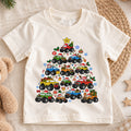 4x4 Truck Christmas Tree Shirt, Off Road Pickup Kids T-Shirt, Monster Truck Holiday Toddler Tee, Cool Cars Tree Graphic Top, Christmas Gift — product view 1