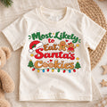 Most Likely To Eat Santas Cookies Shirt, Funny Christmas Kids T-Shirt, Cute Gingerbread Toddler Tee, Cookie Lover Graphic Top, Xmas Kids Gift — product view 1